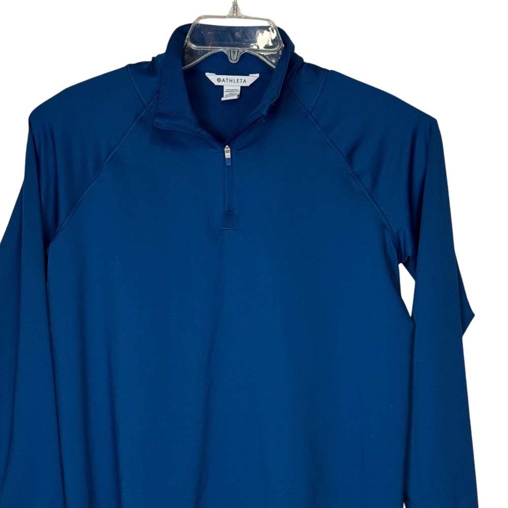 Athleta Blue Quarter Zip Jacket Long Sleeve Thumbholes Size Medium lightweight
